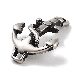 レトロ 304 ステンレス アンカー リンク  レザーコードブレスレット作り用  アンティークシルバー  24.5x16x6mm  穴：2.3x1.8mm&nbsp;STAS-L274-011AS