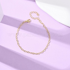 女性用真鍮アズキチェーンブレスレット  長持ちメッキ  ラックめっき  カドミウムフリー＆鉛フリー  18KGP本金メッキ  7インチ（17.7cm）&nbsp;BJEW-C140-22G