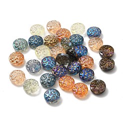 電気メッキガラスビーズ  フラットラウンド  ミックスカラー  直径約13mm  厚さ7mm  穴：1mm&nbsp;EGLA-H002-B-M