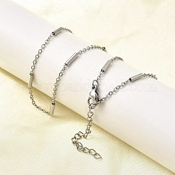 304ステンレススチールのコラムリンクチェーンネックレス（女性・男性用）  ステンレス鋼色  17.56インチ（44.6cm）&nbsp;NJEW-A058-01P