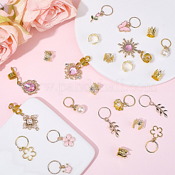 合金とプラスチックのDIYドレッドロックリング1袋スタイリングヘアブレイディング  混合図形  ゴールドカラー  8~48x10~11.5mm  36個/袋&nbsp;OHAR-BM0001-07