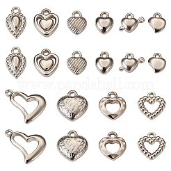 100個10スタイルアクリルパーツ  ハートチャーム  プラチナ  10~22x7.5~17x2.5~7.5mm  穴：1.6~2.2mm  10個/スタイル&nbsp;FIND-TA0002-61