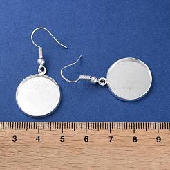 ラックメッキアイアンピアスフック  空白の丸いトレイ付き  フラットラウンド  銀  41mm  ピン：0.7mm&nbsp;EJEW-D091-01E-S