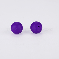 丸いシリコン焦点ビーズ  インディゴ  15mm  穴：2mm&nbsp;SI-JX0046A-06