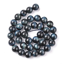天然石タイガーアイビーズ連売り  グレードAB +  染め＆加熱  ラウンド  プルシアンブルー  10mm  穴：1mm&nbsp;G-G448-10mm-19AB+