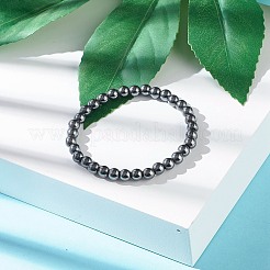 男性女性向けのストレス解消レイキストレッチブレスレット  ナチュラルピクチャージャスパー＆非磁性合成ヘマタイト＆ナチュラルウッド＆ナチュラル化石ビーズブレスレット  内径：2~2-1/8インチ（5.2~5.5cm）  4個/セット&nbsp;BJEW-JB06895