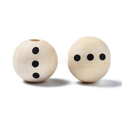 未完成の天然木ヨーロッパビーズ  大穴ビーズ  印刷  ラウンド  古いレース  20x18mm  穴：4mm&nbsp;WOOD-S057-032-B01