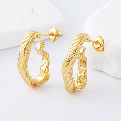 女性用304ステンレススチールスタッドピアス  ナゲット  ゴールドカラー  25x15mm&nbsp;OC3573