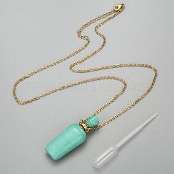 ナチュラルハウライト香水瓶ペンダントネックレス  染め＆加熱  304ステンレススチールアズキチェーンとプラスチックドロッパー付き  ミックスカラー  20.19インチ（51.3cm）  ボトル容量：2ml（0.06液量オンス）&nbsp;NJEW-I239-03