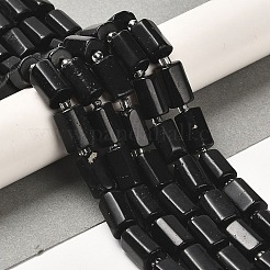 天然石ブラックトルマリンビーズ連売り  シードビーズで  多面カット  艶消し  コラム  8.5~11x5.5~6.5mm  穴：1mm  約14~15個/連  7.48''（19センチメートル）&nbsp;G-N327-06-14A