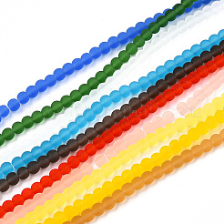 透明ガラスビーズ連売り  艶消し  ラウンド  ミックスカラー  4~4.5mm  穴：0.8mm  約97~99個/連  14.76インチ〜14.96インチ（37.5~38cm）&nbsp;GLAA-T032-T4mm-MD