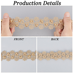 5ヤードのポリエステルとABSプラスチック製の模造パールレースリボン  ウェディングドレスの装飾用の花飾り  花  1-1/2インチ（39mm）&nbsp;OCOR-GF0004-92B