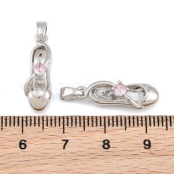 真鍮マイクロパヴェピンクキュービックジルコニアペンダント  バレエシューズチャーム  プラチナ  20x7x6.5mm  穴：5x3mm&nbsp;CU-CBA9AB3-12P