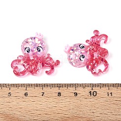 透明樹脂デコデンカボション  キラキラのスパンコール付き  タコ  サクランボ色  28.5x30.5x8mm&nbsp;CRES-N018-056
