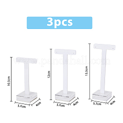 3個 3スタイル アクリルTバーイヤリングディスプレイスタンド  ホワイト  4x5.7x10.5~13.5cm  1個/スタイル  3個/セット  1セット/バッグ&nbsp;EDIS-FG0001-55