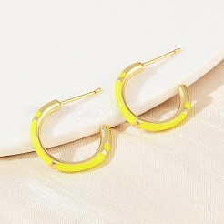 C字型真鍮エナメルスタッドピアス  カドミウムフリー＆鉛フリー  ラックめっき  長持ちメッキ  18KGP本金メッキ  ミックスカラー  18.5x2.5mm&nbsp;EJEW-S277-11G