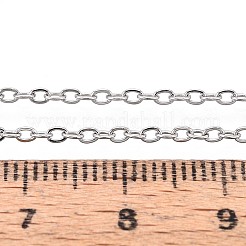 変色しにくい304ステンレススチールアズキチェーン  ハンダ付け  フラットオーバル  ステンレス鋼色  2x1.5x0.4mm&nbsp;X-CHS-R002-0.4mm