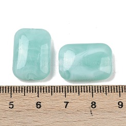 不透明なアクリルビーズ  天然石風  長方形  ツートン  淡いターコイズ  19.5~20x14x6mm  穴：1.4mm  約400~405個/500g&nbsp;MACR-C037-06B