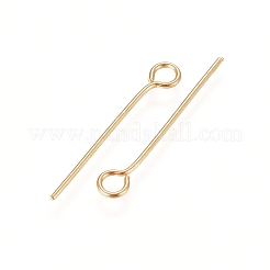 304ステンレススチールアイピン  ゴールドカラー  20x0.6mm  穴：2mm&nbsp;STAS-L238-005I-G