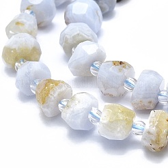 天然石ブルーレースアゲートビーズ連売り  多面カット  ナゲット  7~8x3~5mm  穴：1mm  約47個/連  15.35インチ（39cm）&nbsp;G-F715-032A