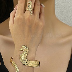 タツノオトシゴ合金カフバングル＆カフリングセット  ゴールドカラー  内径：68mm&nbsp;WG48924-01