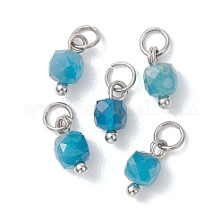 50個 10色天然ミックスストーンファセットキューブチャーム  304ステンレス鋼の金具  ステンレス鋼色  9x5x5mm  丸カン：4x5.5ミリ  3mm内径  5個/カラー&nbsp;PALLOY-JF04816-02