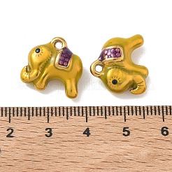 304ステンレススチールエナメルペンダント  イオンプレーティング（ip）  18KGP本金メッキ  象のチャーム  15.5x16.5x7mm  穴：1.6mm&nbsp;STAS-L316-22G-08