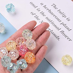 透明なアクリルビーズ  ABカラー  花  ミックスカラー  18x16.5mm  穴：2.5mm  約228個/500g&nbsp;TACR-S154-31C