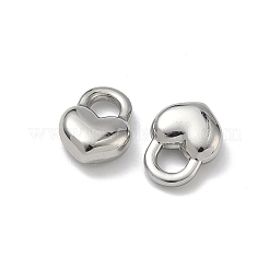 合金ペンダント  ハートチャーム  ラックめっき  カドミウムフリー＆鉛フリー  プラチナ  14x11x5mm  穴：4x4.5mm&nbsp;PALLOY-A025-01A-P