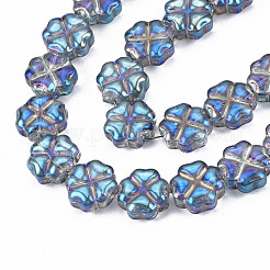 電気メッキガラスビーズセット  スモモの花  ミックスカラー  8x8.5x4mm  穴：0.9mm  約75~76個/連  23.62インチ〜24.02インチ（60~61cm）&nbsp;EGLA-N008-007