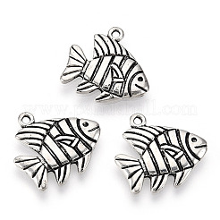 合金のチベット風チャーム  カドミウムフリー＆鉛フリー  魚のチャーム  アンティークシルバー  18.5x19x2mm  穴：1.5mm&nbsp;PALLOY-T075-202AS