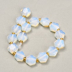 オパールビーズ連売り  六角  多面カット  シードビーズで  10x11x6~7mm  穴：1.4mm  約15~16個/連  7.28''（18.5cm）〜7.48''（19cm）&nbsp;GG-CBA4A3B-B22