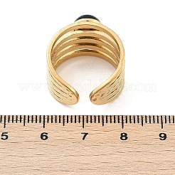304ステンレススチール多層オープンカフリング  女性用楕円形天然宝石リング  18KGP本金メッキ  イオンプレーティング（ip）  13.5mm  調整可能&nbsp;RJEW-Z078-15G