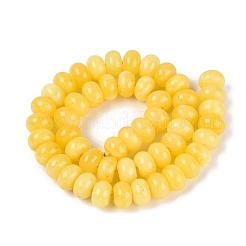 天然石ホワイトジェイドビーズ連売り  滑らかなロンデル  染め  ゴールド  12x7.5mm  穴：0.5~1.2mm  約48~56個/連  14.17~16.73インチ（36~42.5cm）&nbsp;G-Q613-02A-03