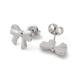 変色しない304ステンレススチールスタッドピアス  蝶結び  ステンレス鋼色  9x12mm&nbsp;EJEW-H115-10P