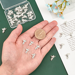 ラックメッキ合金チャーム40個  カドミウムフリー＆鉛フリー  クマ  銀  14.5x11.5x4mm  穴：1.4mm&nbsp;PALLOY-CA0002-40S
