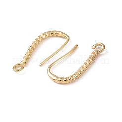 真鍮のピアスフック  ツイスト  カドミウムフリー＆鉛フリー  カン付き  24KGP本金メッキ  16x1mm  穴：1.6mm  ピン：0.8x0.5mm&nbsp;KK-G604-02G