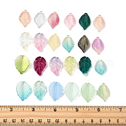 50 個 3 スタイル透明ガラスペンダント  混合スタイル  葉  ミックスカラー  22.5~23.5x14.5~17.5x3.5~4.5mm  穴：1~1.5mm&nbsp;GLAA-FP0001-28