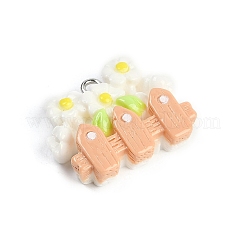 樹脂チャーム  プラチナ鉄ループ付き  花とフェンス  ホワイト  21x25x7.5mm  穴：2mm&nbsp;LS-RESI-I061-08C