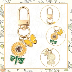 6個 3スタイルの花合金エナメルペンダント装飾  合金回転式ナスカン付き  ミックスカラー  62~67mm  2個/スタイル&nbsp;HJEW-YW00369