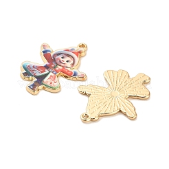 クリスマス合金エナメルペンダント  長持ちメッキ  ゴールドカラー  女の子のチャーム  カラフル  28x22x1.5mm  穴：1mm&nbsp;ENAM-K069-44A-G