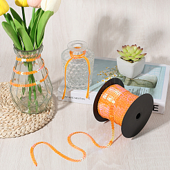 プラスチック製のスパンコール/スパンコールチェーンロール1ロール  ABカラー  オレンジ  6mm  1roll /セット&nbsp;FIND-CY0001-14A