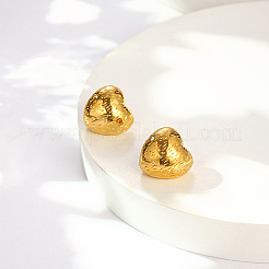 女性用304ステンレススチールスタッドピアス  ハート  18KGP本金メッキ  19x20mm&nbsp;FE9821-1