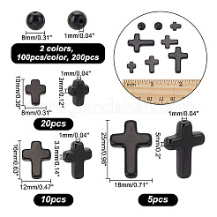 235個 4種類の合成ターコイズビーズ  染め  ラウンド＆クロス  ブラック  8~16x8~18x3~8mm  穴：1mm&nbsp;TURQ-AR0001-43