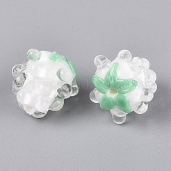手作りランプワークビーズ  ラズベリー  ミックスカラー  14.5~16.5x12.5~17.5x12.5~17.5mm  穴：1~1.8mm&nbsp;LAMP-N042-23