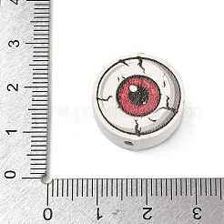 ハロウィーンの木製ビーズ  目  レッド  19x7mm  穴：2mm&nbsp;WD-CBA29C7-01A