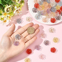 100 個のプラスチックビーズ  花  ゴールドライン入り  ミックスカラー  19~19.5x8~8.5mm  穴：2mm&nbsp;KY-YW0002-22