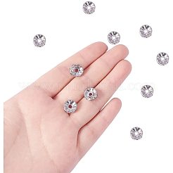 304ステンレススチールラインストーンビーズスペーサー  フラットラウンド  クリスタル  8x4mm  穴：2mm  約20個/袋  梱包サイズ：74x105mm&nbsp;STAS-PH0001-02P