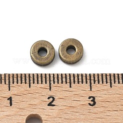 チベットスタイルフラットラウンド合金スペーサービーズ  カドミウムフリー＆鉛フリー  アンティークブロンズ  6x3mm  穴：1.5mm  約2500個/1000g&nbsp;TIBEP-S293-070AB-LF