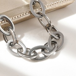304ステンレススチール製オーバルリンクチェーンブレスレット（男性用・女性用）  ステンレス鋼色  7-5/8インチ（19.5cm）&nbsp;BJEW-D042-50P